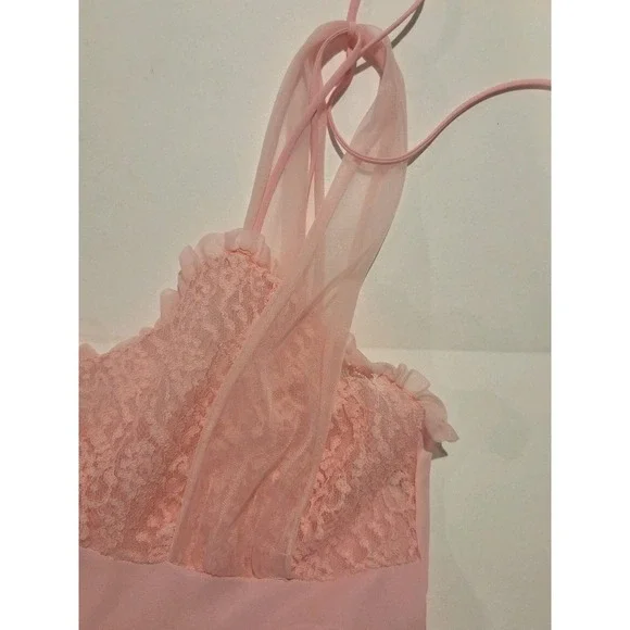 VTG GILEAD Pink Nylon & Lace Full-length Nightgown Lingerie Size 34 - Picture 13 of 15